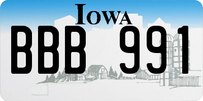 IA license plate BBB991