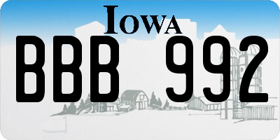 IA license plate BBB992