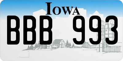 IA license plate BBB993