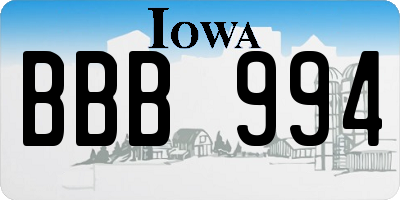 IA license plate BBB994