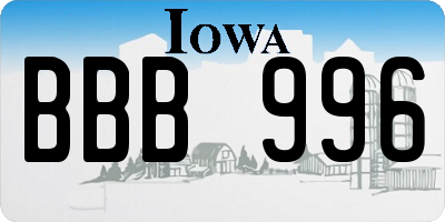 IA license plate BBB996