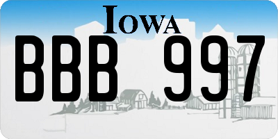 IA license plate BBB997