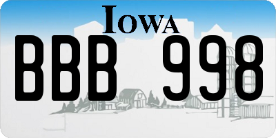 IA license plate BBB998