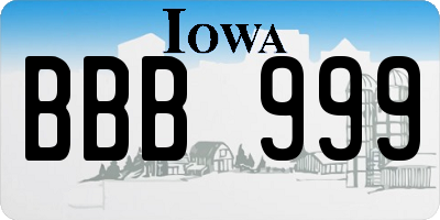 IA license plate BBB999