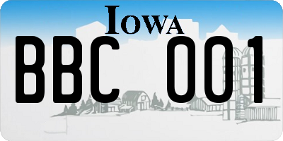 IA license plate BBC001