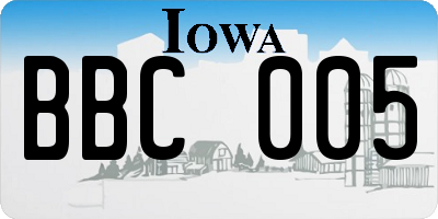 IA license plate BBC005