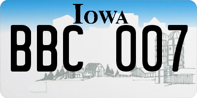 IA license plate BBC007