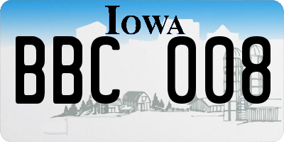 IA license plate BBC008