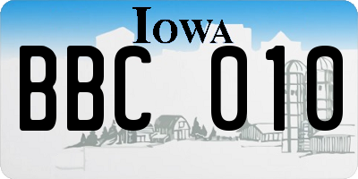 IA license plate BBC010
