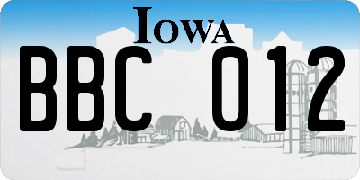 IA license plate BBC012