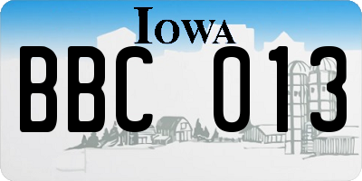 IA license plate BBC013