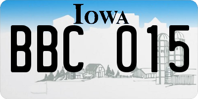 IA license plate BBC015