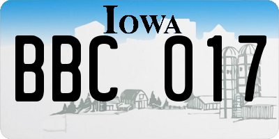 IA license plate BBC017