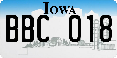 IA license plate BBC018