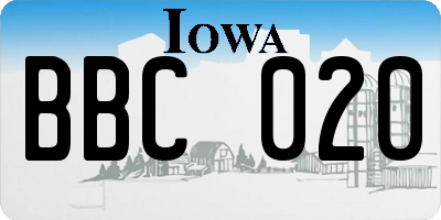 IA license plate BBC020