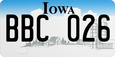 IA license plate BBC026