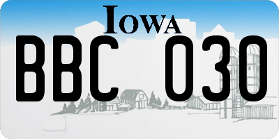 IA license plate BBC030