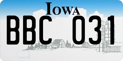 IA license plate BBC031