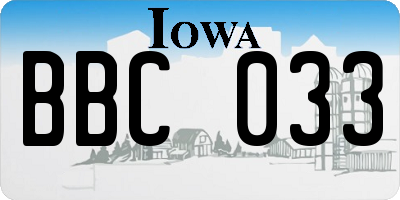 IA license plate BBC033