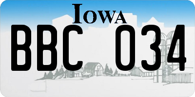 IA license plate BBC034
