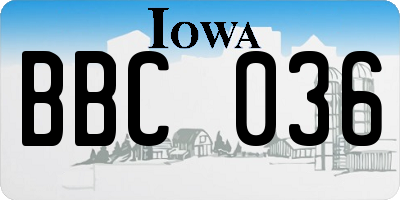 IA license plate BBC036