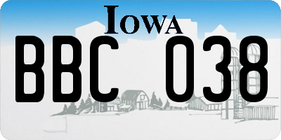 IA license plate BBC038