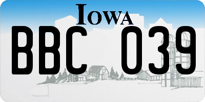 IA license plate BBC039