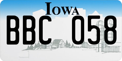 IA license plate BBC058