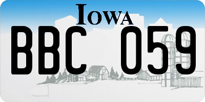 IA license plate BBC059