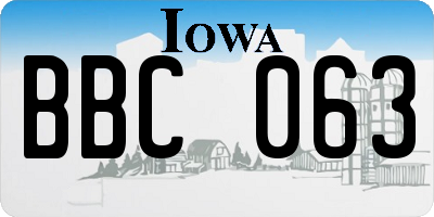 IA license plate BBC063