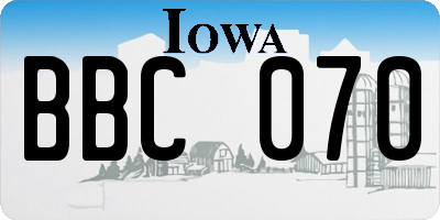 IA license plate BBC070