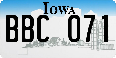 IA license plate BBC071