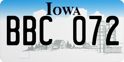 IA license plate BBC072
