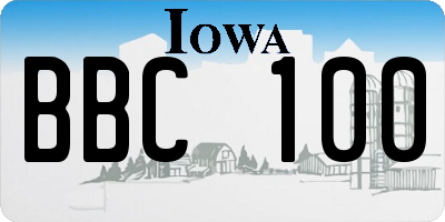 IA license plate BBC100