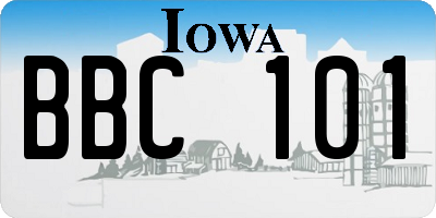 IA license plate BBC101