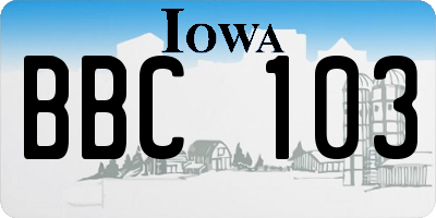 IA license plate BBC103