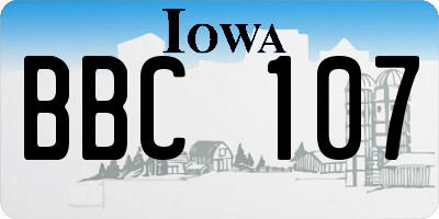 IA license plate BBC107