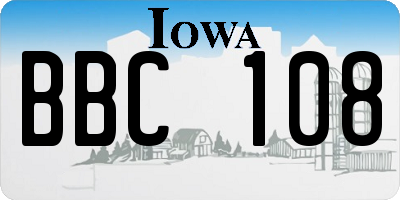 IA license plate BBC108
