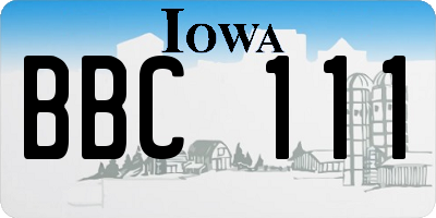 IA license plate BBC111