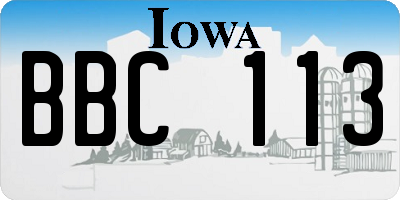 IA license plate BBC113