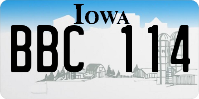IA license plate BBC114