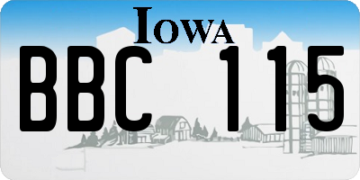 IA license plate BBC115