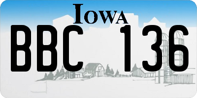 IA license plate BBC136