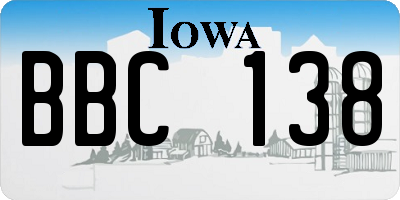 IA license plate BBC138