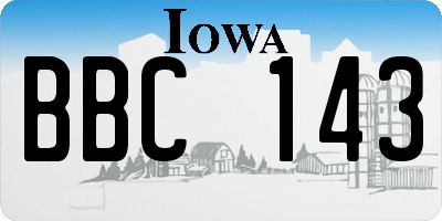 IA license plate BBC143