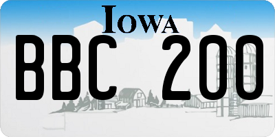 IA license plate BBC200