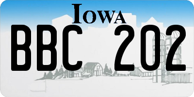 IA license plate BBC202