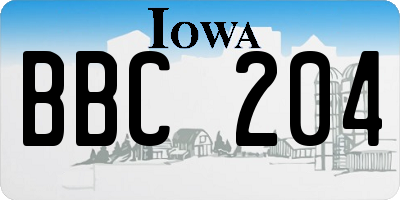 IA license plate BBC204