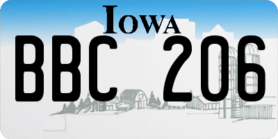 IA license plate BBC206