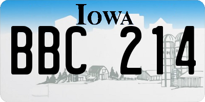 IA license plate BBC214